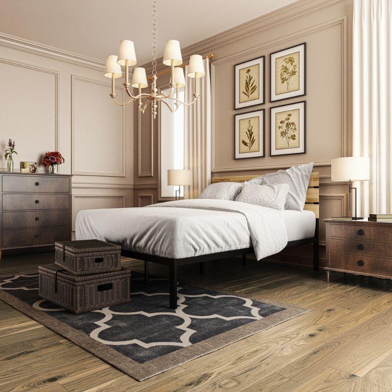 Paul Metal and Wood Platform Bed Frame