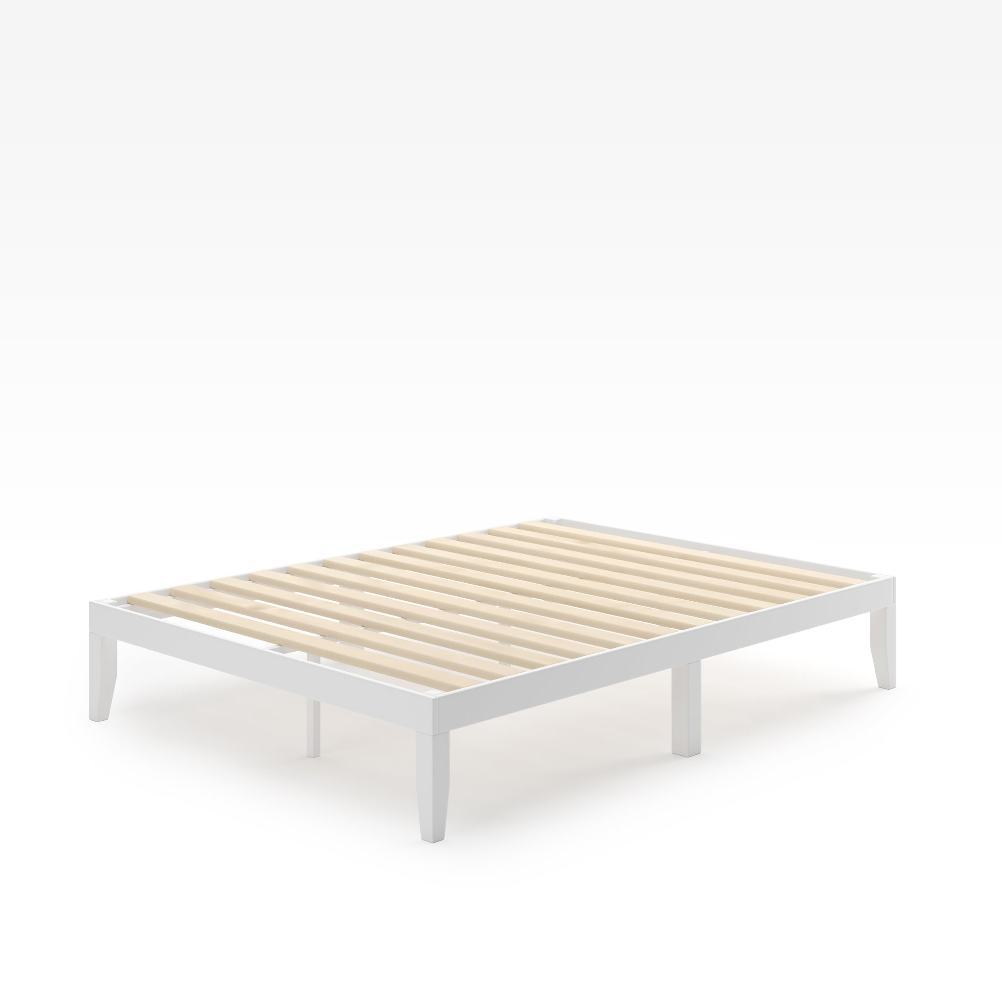 Moiz wood platform bed frame White Quarter