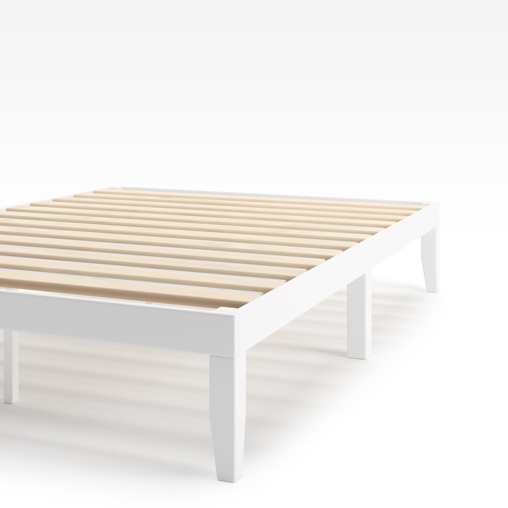 Moiz wood platform bed frame White
