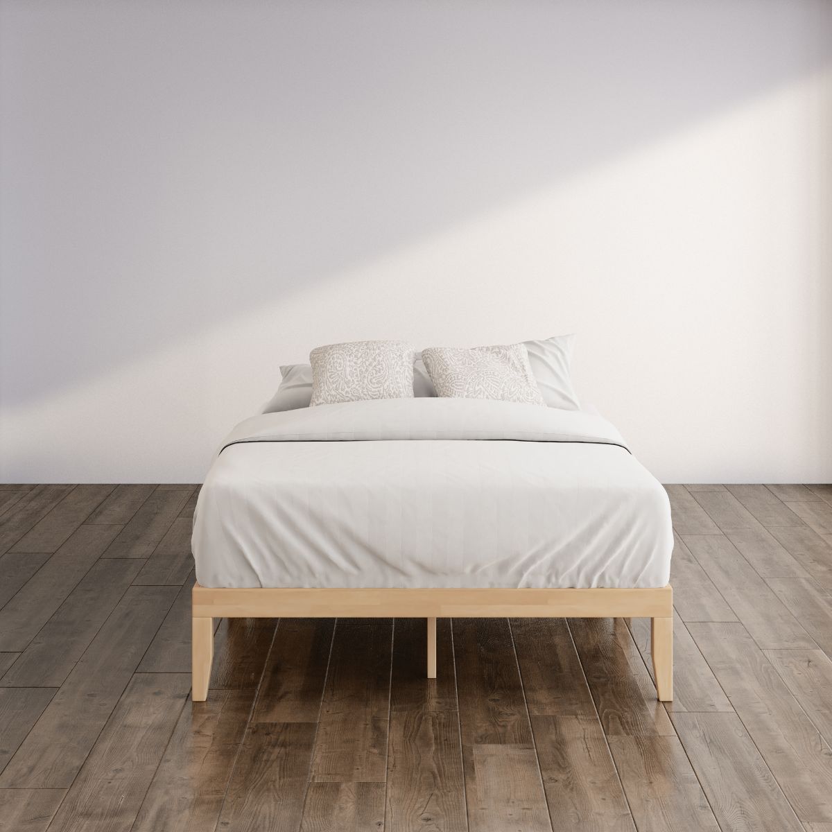 Moiz wood platform bed frame brown