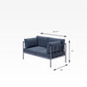 Amanda metal frame loveseat Quarter Dimensions