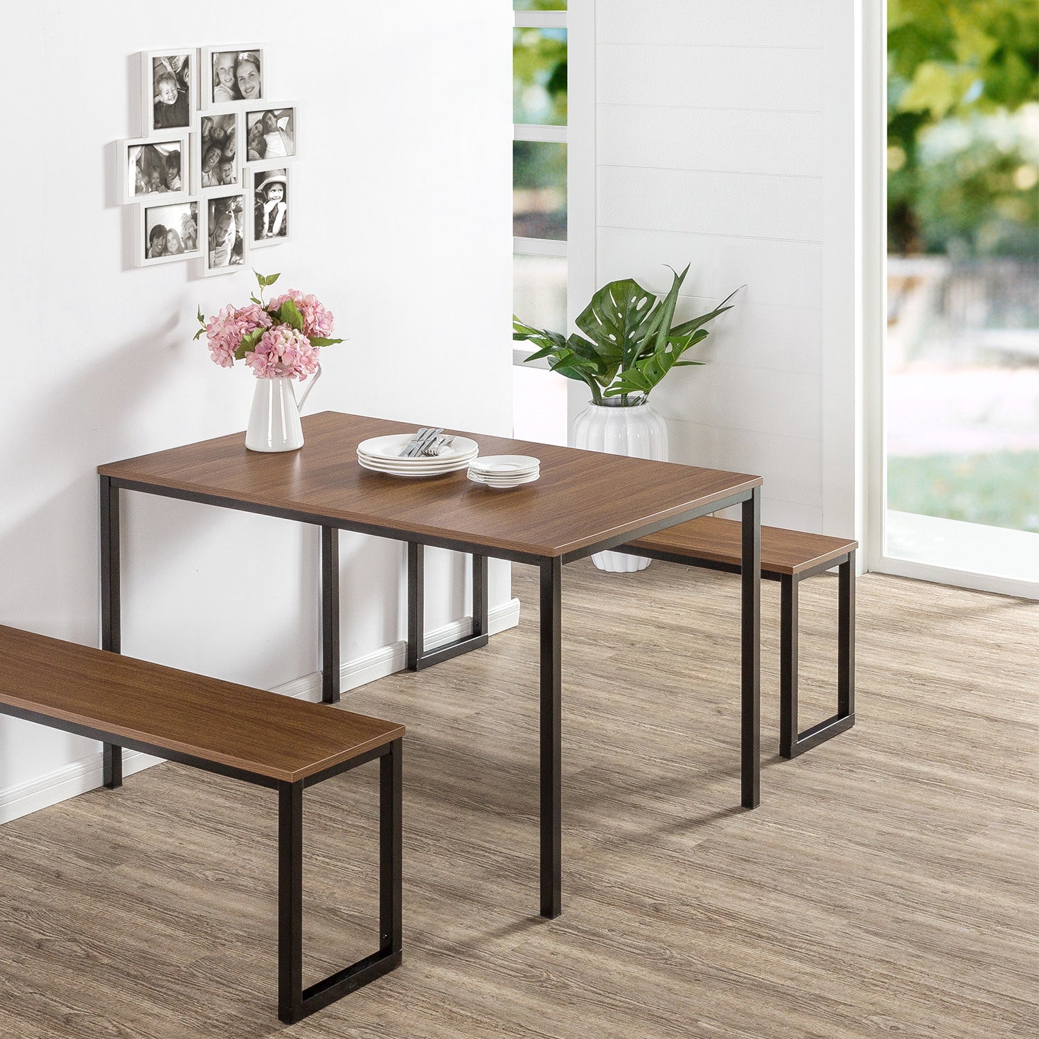 Zinus Modern Studio Collection Soho Dining Table with Two Benches