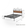 Eli Metal and Wood Platform Bed queen size dims shown