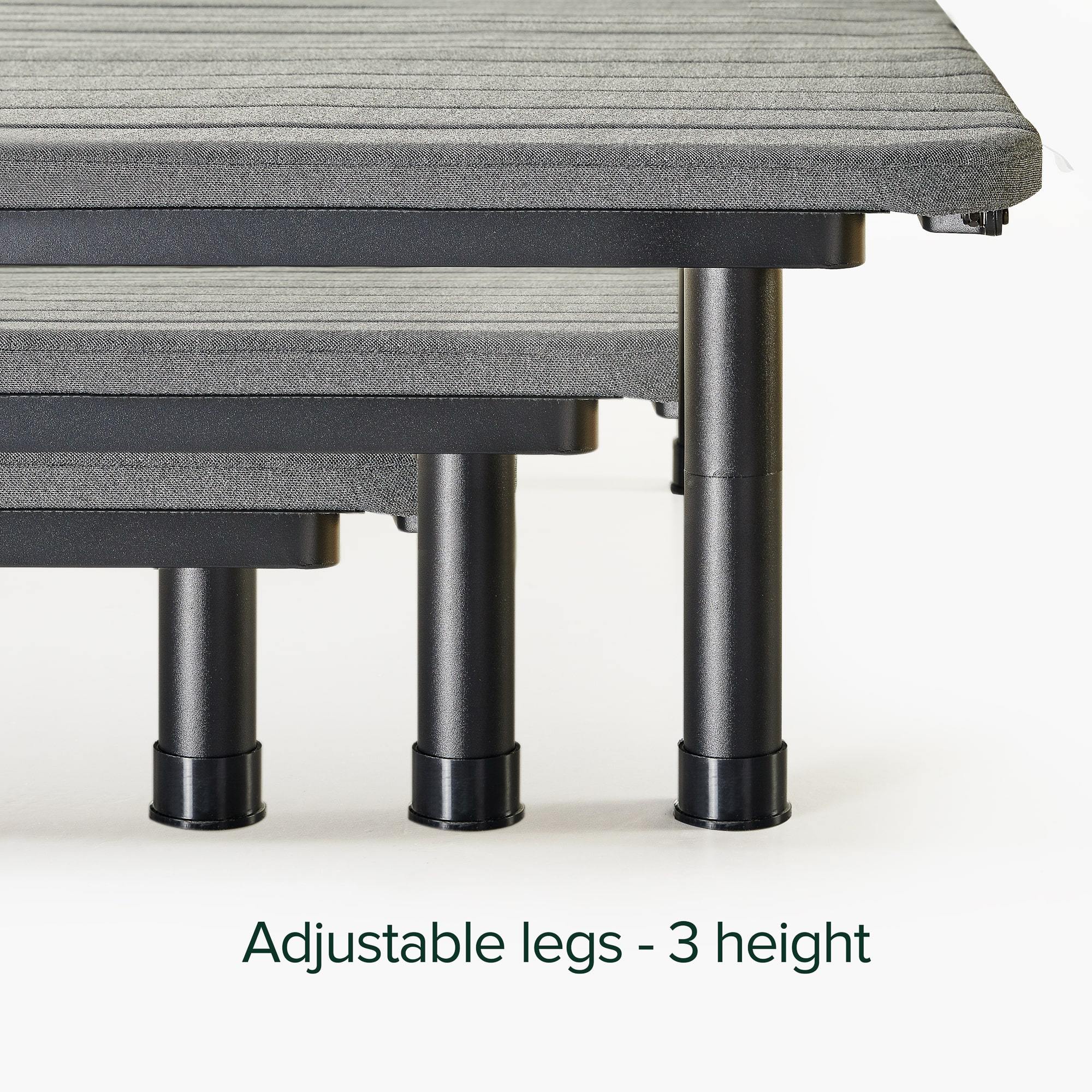 Jared Upholstered Adjustable Bed Frame with Customizable Leg Height adjustable leg height