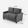 Josh Traditional Loveseat dark grey dimensions