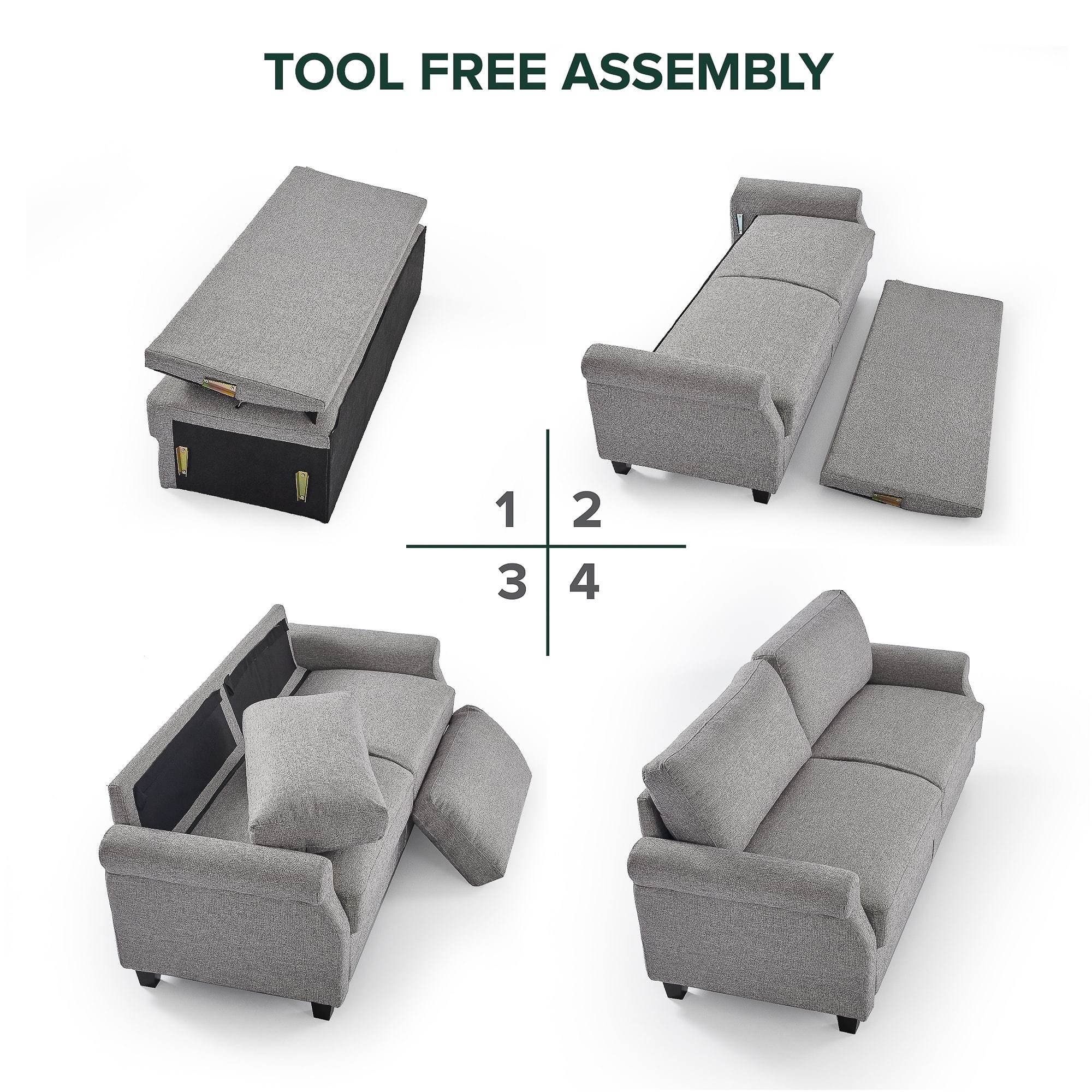 Josh Traditional Loveseat soft grey tool free assembly sofa