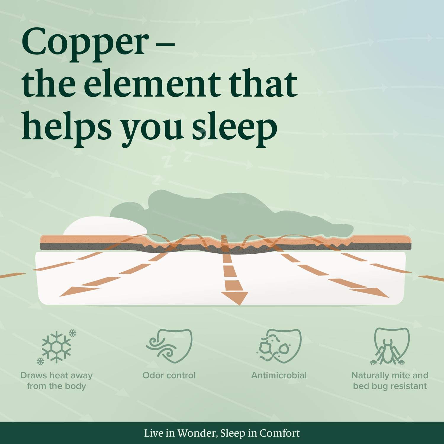 Lumbar Support TorsoTec Copper Memory Foam Mattress Topper Zinus