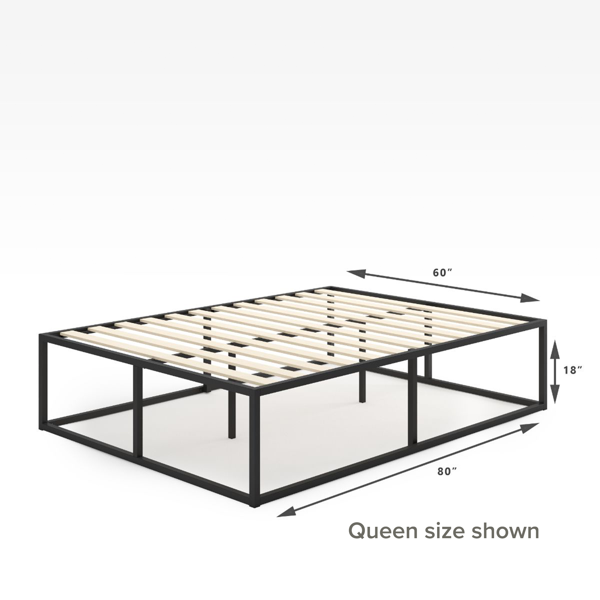 18 inch Joseph Metal Platform Bed frame Quarter queen size Dimensions
