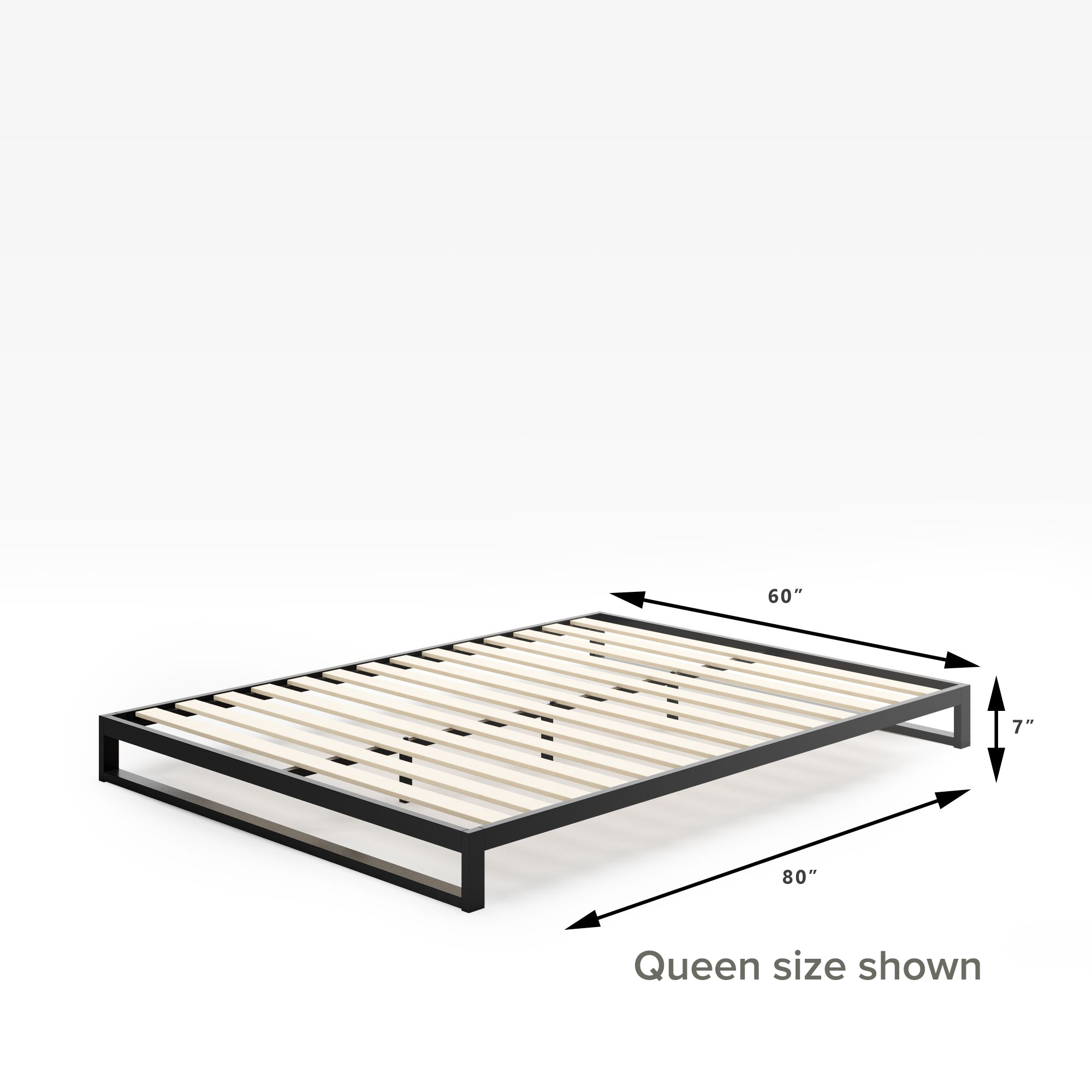 Trisha Metal Platforma Bed Frame queen size dimensions
