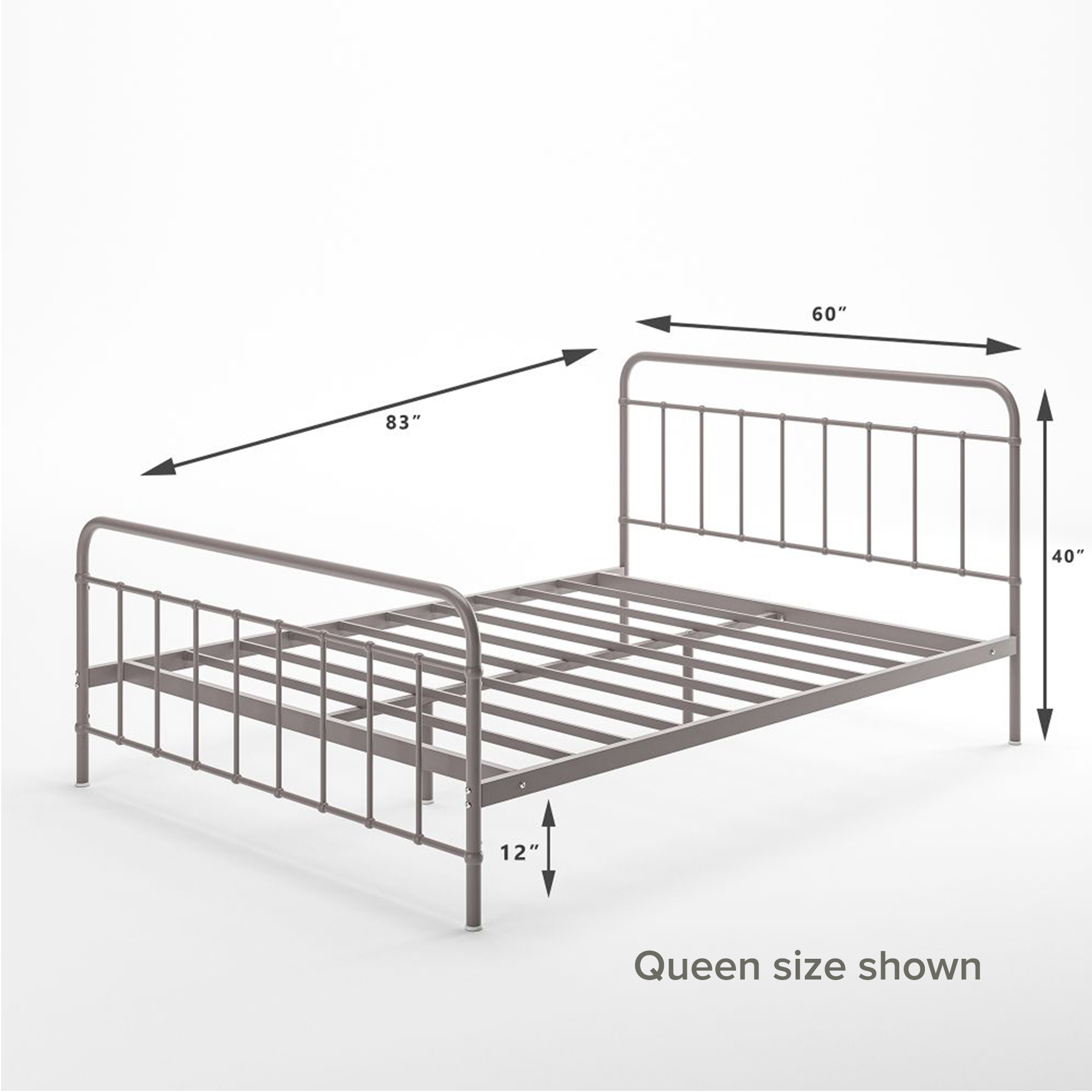 Florence Metal Platform Bed Frame Queen size Mattress