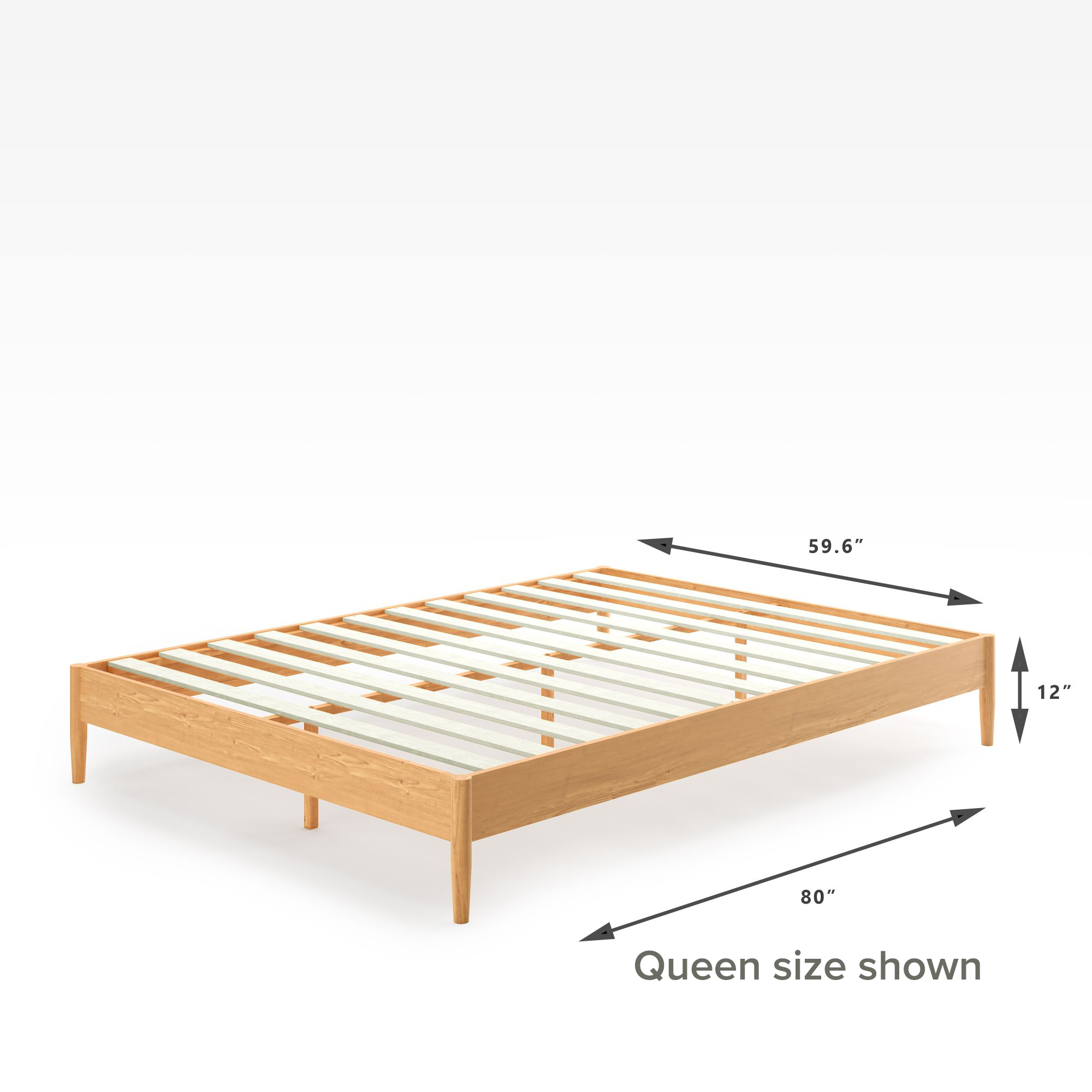 Amelia Wood Platform Bed Frame Queen Size Dimensions