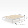 Moiz wood platform bed frame White Quarter Queen Size Dimensions