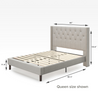 Annette upholstered platform bed frame Queen size Dimensions