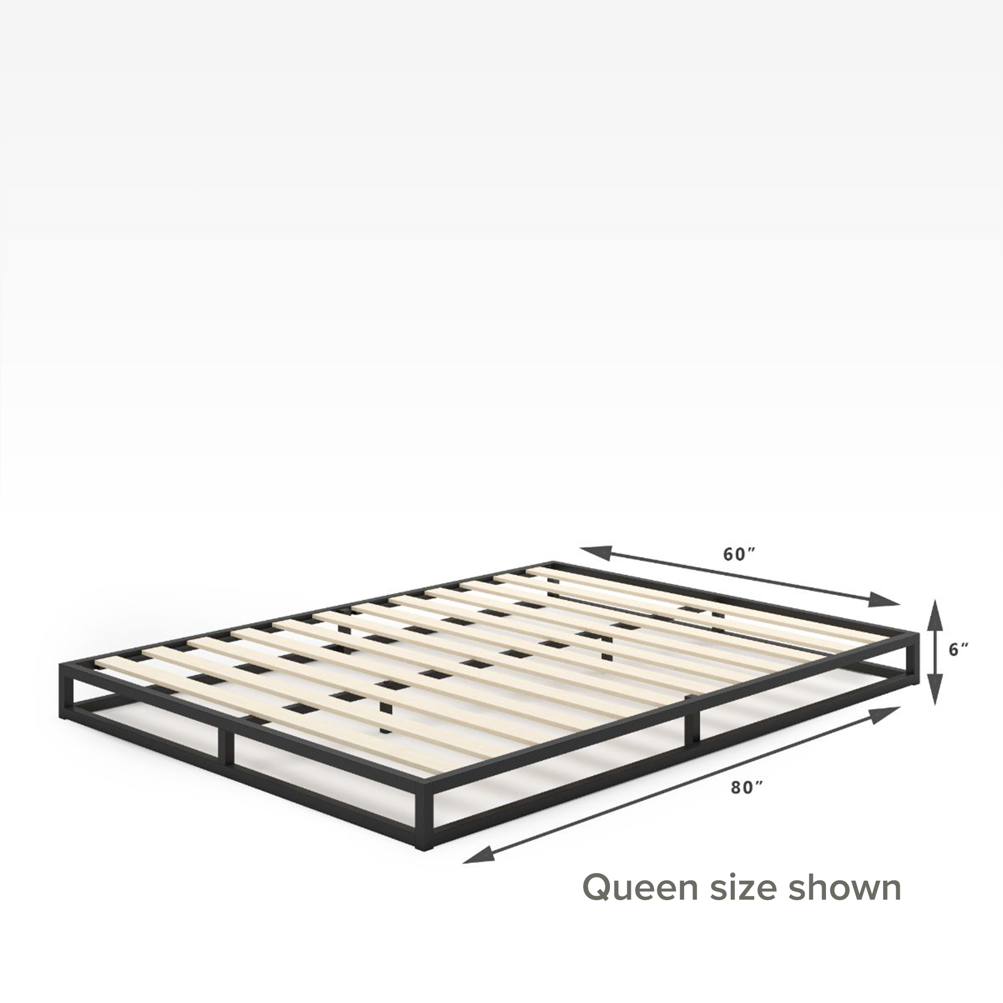 6 inch Joseph Metal Platform Bed Quarter queen size Dimensions