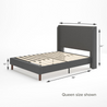 Marcus upholstered Platform Bed Dimension queen size dimension shown