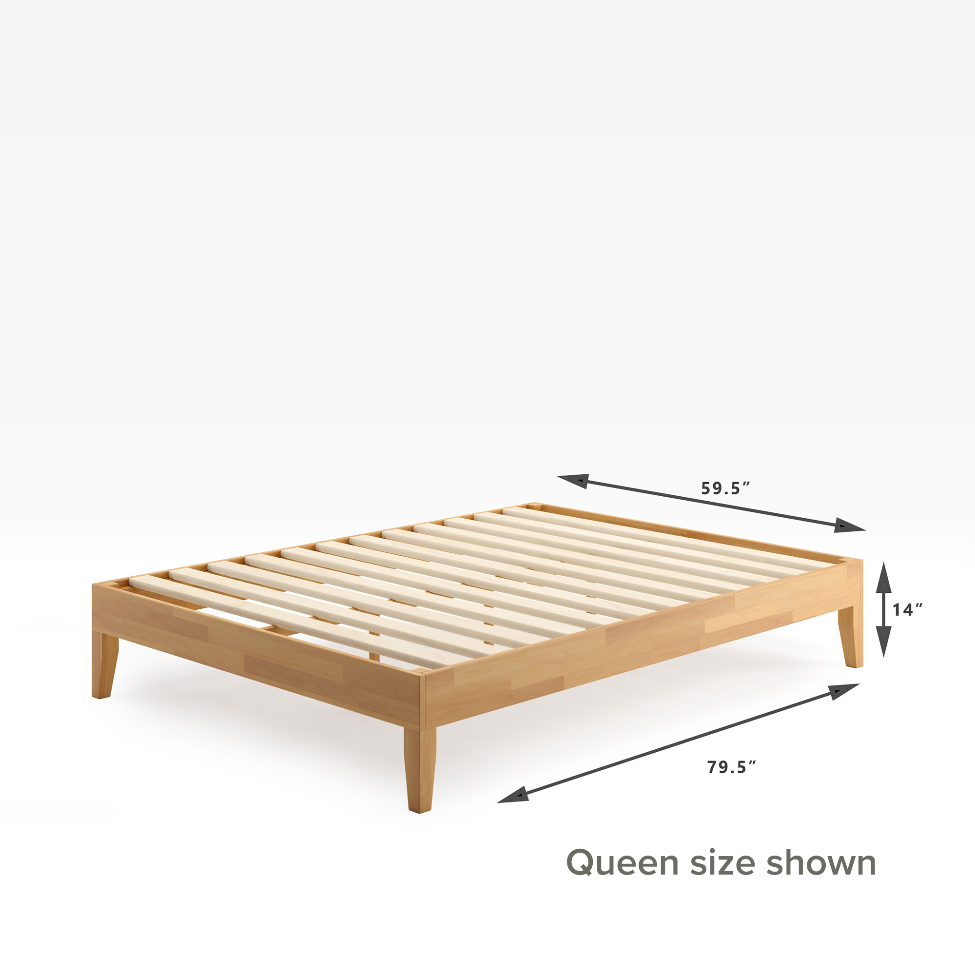 Moiz Deluxe Wood Platform Bed Frame Queen Size Dimension