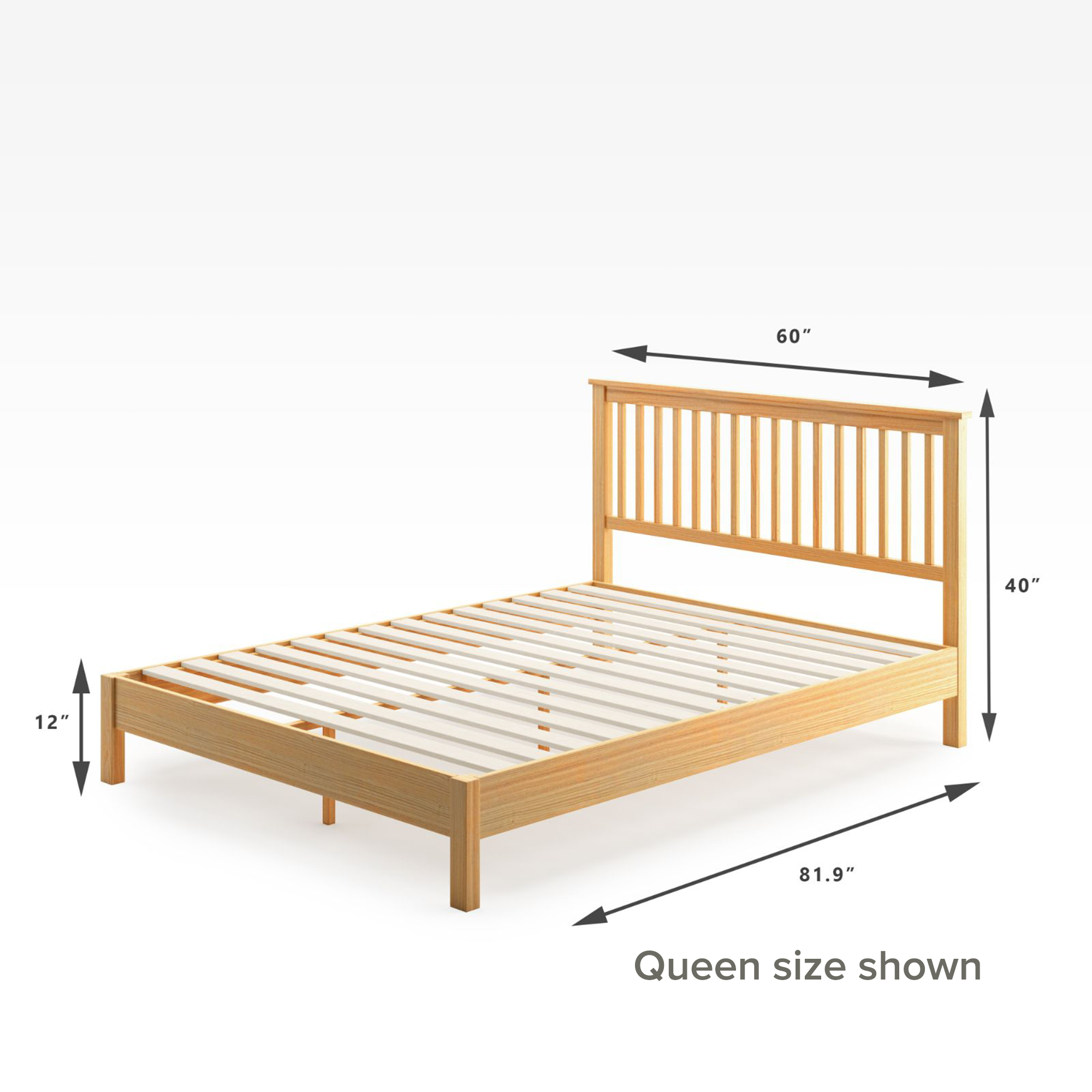 Becky Wood Platform Bed Frame Queen Size Dimensions