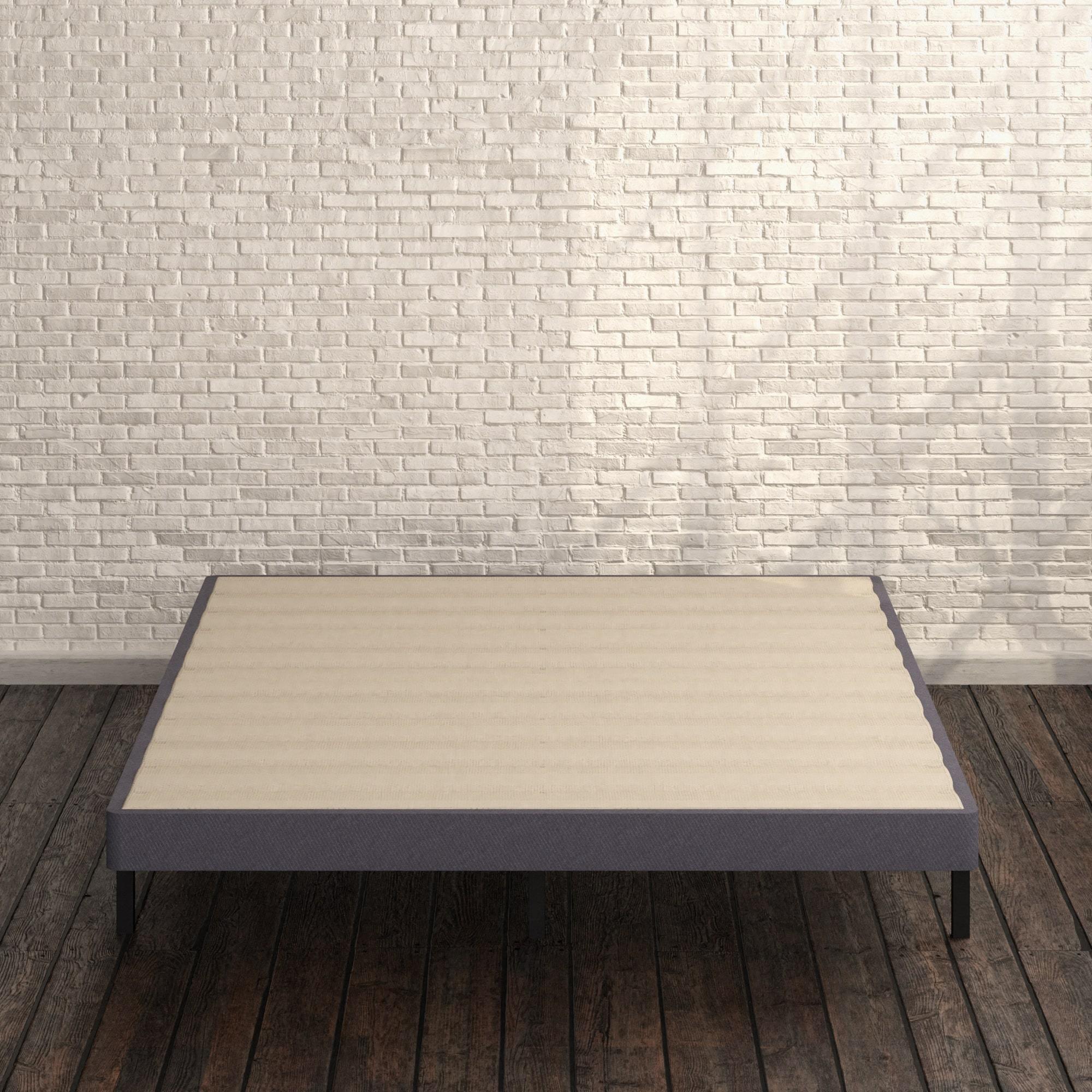 Upholstered Metal Box Spring with Wood Slats 4 inch