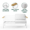 Pablo Aluminum and Acacia Wood Outdoor Sofa 