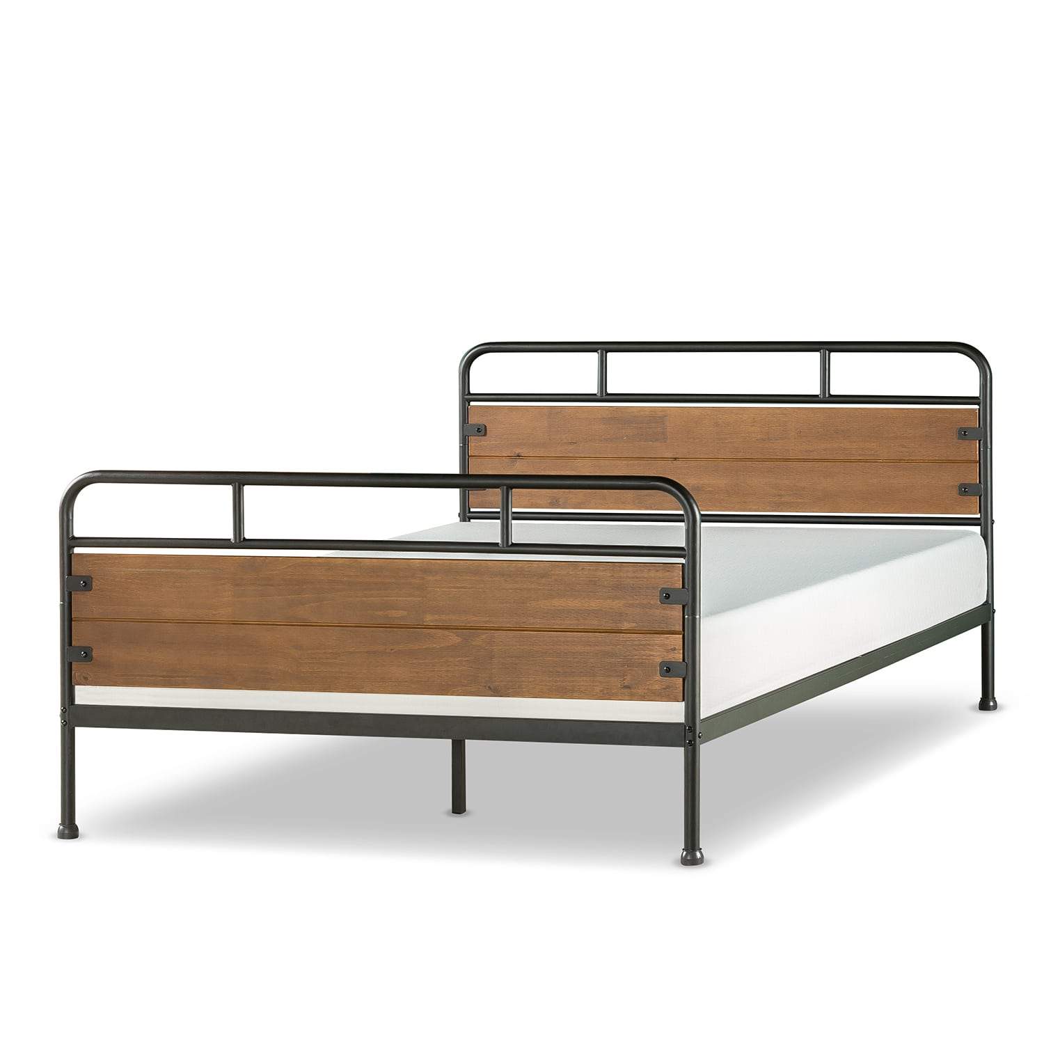 Eli Metal and Wood Platform Bed with Footboard quarter shot