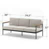 Savannah Aluminum and Acacia Wood Outdoor Sofa with Cushions 