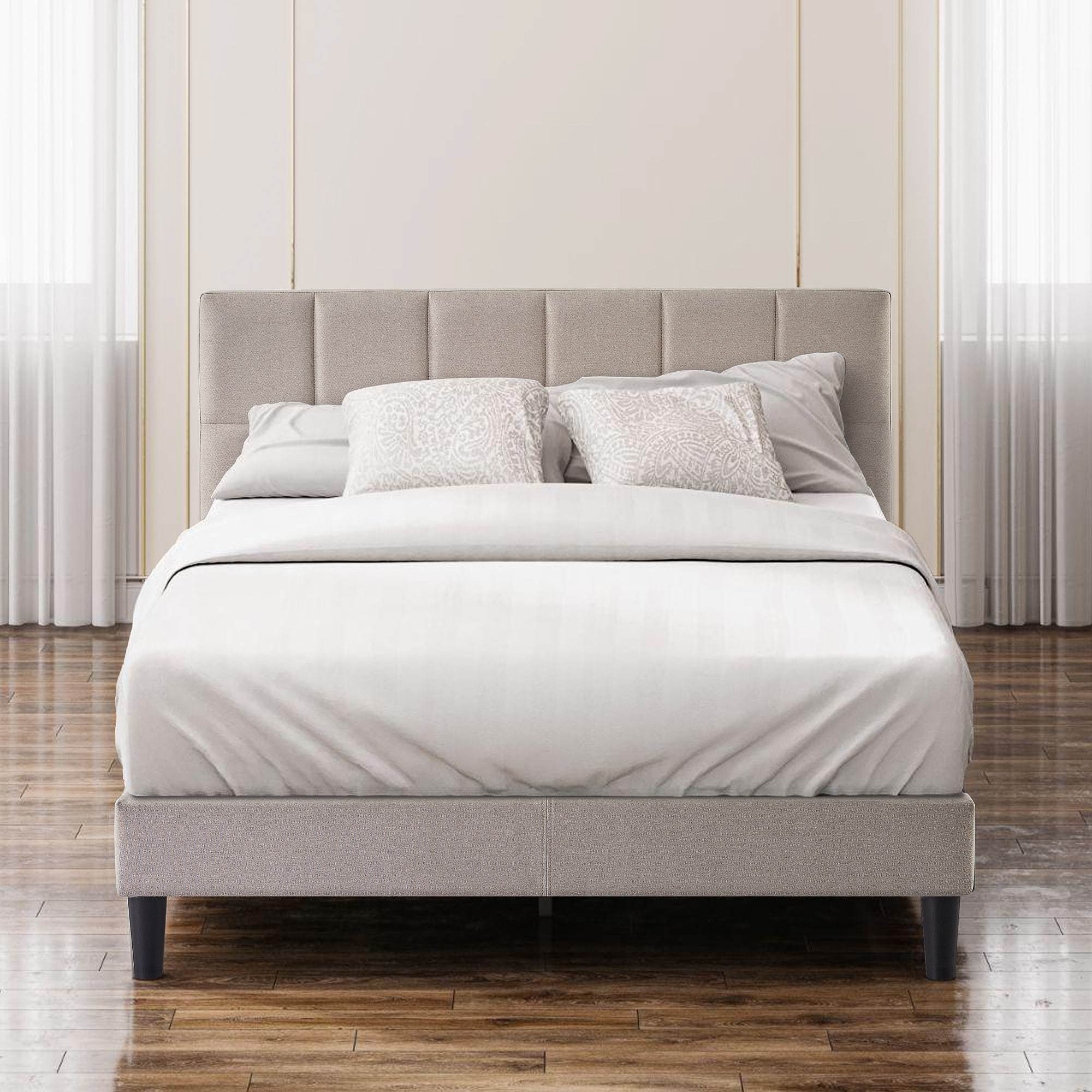 Lottie upholstered platform bed on sale frame with short headboard