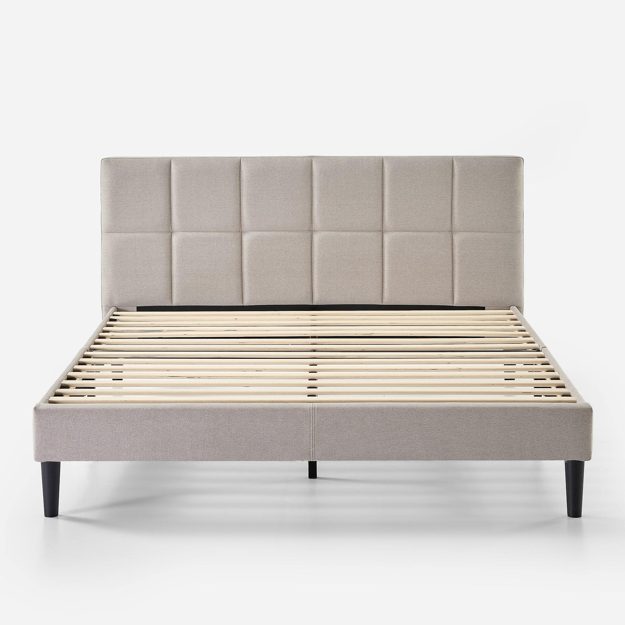 Lottie Upholstered Platform Bed Frame with Short Headboard – Zinus
