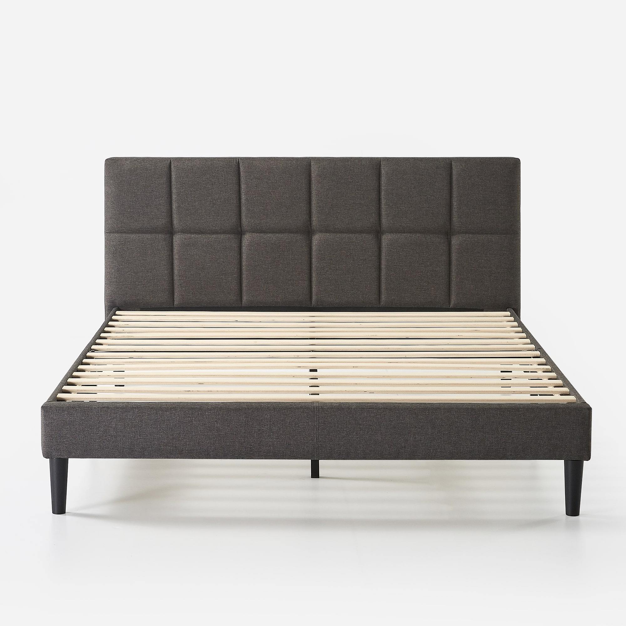 Lottie Upholstered Platform Bed Frame with Short Headboard – Zinus