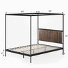 Wesley Metal and Wood Canopy Platform Bed Queen size dimension 